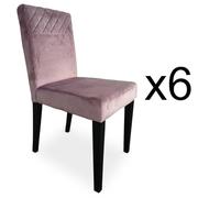 Menzzo Lot de 6 chaises matelassées Milo Velours Rose
