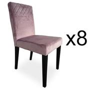 Menzzo Lot de 8 chaises matelassées Milo Velours Rose