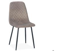 MENZZO Lot de 8 chaises matelassées Norway Pieds Noir et Velours Taupe - Chaises Salle À Manger
