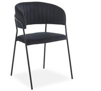 Menzzo Lot de 8 chaises Tabata Métal Noir et Velours Noir