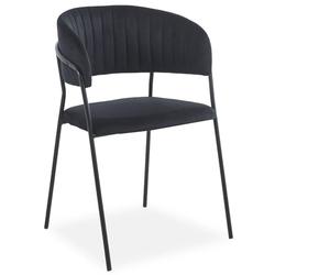Menzzo Lot de 8 chaises Tabata Métal Noir et Velours Noir