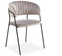 Menzzo Lot de 8 chaises Tabata Métal Noir et Velours Taupe