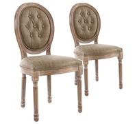 Menzzo Louis XVI Lot de 2 Chaises de Style Médaillon Capitonné, Bois, Taupe, 51 x 51 x 72 cm