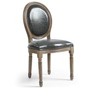 Menzzo Louis XVI Lot de 2 Chaises Médaillon, Bois, Gris, 51 x 51 x 72 cm