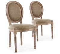 Menzzo Louis XVI Lot de 2 Chaises Médaillon, Bois, Taupe, 51 x 51 x 72 cm
