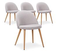 Menzzo Maury Lot de 4 Chaises Scandinaves, Tissu, Gris, 51 x 56 x 75 cm