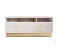 MENZZO Meuble TV moderne 4 tiroirs Nestor Taupe clair et Or