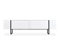 MENZZO Meuble TV moderne avec 2 portes Valmain L180cm Blanc et Métal Noir