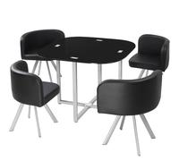 Menzzo P803 Contemporain Mosaic 90 Table et Chaises Métal/Verre Noir 90 x 90 x 75 cm