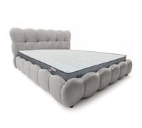 MENZZO Pack Lit-coffre design boule Bilbola + Matelas Bedream 180x200cm Velours Gris - Velours Lit complet : L207 x P223 x H110 cm -