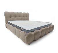 MENZZO Pack Lit-coffre design boule Bilbola + Matelas Bedream 180x200cm Velours Taupe - Velours Lit complet : L207 x P223 x H110 cm