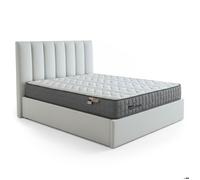 MENZZO Pack Lit-coffre Songe + Matelas Bedream 140x190cm Velours Argent - Velours Lit : L148 x P207 x H112 cmMatelas :
