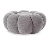 MENZZO Pouf design fleur Arielina Tissu bouclette Gris