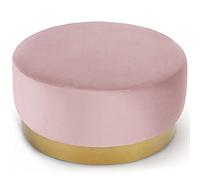Menzzo Pouf Rond 75 cm Daisy Velours Rose Pied Or - Assise Confortable Style Glamour Moderne pour Salon, Chambre ou Dressing