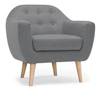 Menzzo qh8805lightgrey Savoy Fauteuil Scandinave Tissu/Bois Gris 79 x 78 x 73 cm