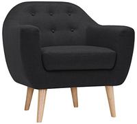 Menzzo Savoy Fauteuil Scandinave, Tissu, Noir, 79 x 78 x 73 cm