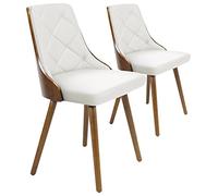 Menzzo Scandinaves Lalix Lot de 2 Chaises P.U/Bois Noisette/Blanc 53 x 48 x 79 cm