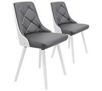 Menzzo Scandinaves Lalix Lot de 2 Chaises Polyuréthane Blanc/Gris 53 x 48 x 79 cm