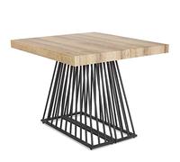 Menzzo Table a Manger avec Pied de Table Metal | Table Extensible Salle a Manger ou Table Cuisine avec Pied Central| Bois, Noir |Factory| Dimensions : L100xP90xH75 cm Dépliée: L100xP140-190-240xH75 cm