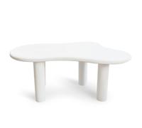 Menzzo Table à Manger Valdo 180 cm - Design Organique “Nuage” - Blanc minéral texturé - 6 Couverts - Piètement Robuste