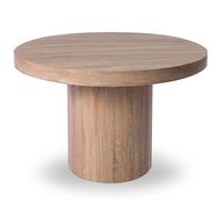 Menzzo Table à Manger Ronde Extensible Suzie Chêne Clair - 4 à 6 Personnes - Design Scandinave Moderne - Plateau Effet Bois - Table de Salle à Manger Gain de Place