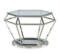 Menzzo Table Basse Aston en Verre Transparent et Pied Argent