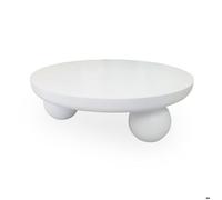 MENZZO Table basse contemporaine design rond Bonnie L100cm texture minérale Blanc