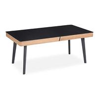 Menzzo Table Basse Darcy en Bois et Verre Noir - Table de Salon Design Contemporaine 110 × 60 cm - Plateau en Verre Trempé pour Séjour Moderne