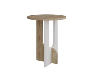 Menzzo Table Basse Design Folas D40cm Chêne Clair et Blanc