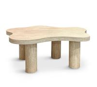 MENZZO Table basse forme nuage 69x100cm Lagoon Effet Travertin Beige
