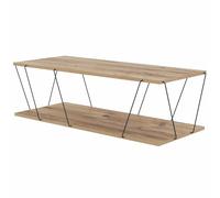 Menzzo Table Basse Milanda Métal Noir et Bois Naturel