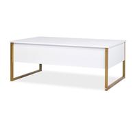 MENZZO Table basse moderne Valmain 60x90cm Blanc et Métal Or