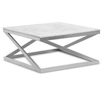 Menzzo Table Basse Paliano Marbre Blanc et Pieds Argent