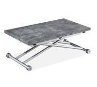 Menzzo Table Basse Relevable Carrera Effet Béton - Plateau Relevable et Extensible - Dimensions 57 x 100 cm (114 x 100 cm Ouverte) - Hauteur 39 à 76,3 cm