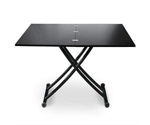Menzzo Table Basse Relevable Carrera Noir Carbone - Plateau Extensible - Rangement Intégré - Design Moderne - Table de Salon Fonctionnelle et Gain de Place