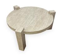 MENZZO Table basse ronde moderne Titouan D84cm Effet Travertin Beige