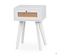 MENZZO Table de chevet 1 tiroir avec cannage Dalgora L40cm Blanc