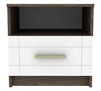 Menzzo Table de Chevet 1 tiroir Tenessil Chêne foncé et Blanc