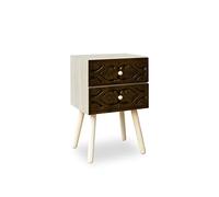 Menzzo Table de Chevet Catana 2 Tiroirs Marron - Chevet Design Moderne avec Rangement - Meuble de Chambre Compact L35 x P35 x H42 cm