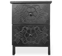 Menzzo Table de Chevet sculptée Style marocain Chevignon L36cm Bois Noir