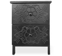 Menzzo Table de Chevet sculptée Style marocain Chevignon L36cm Bois Noir