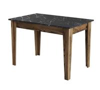 Menzzo Table de Salle à Manger avec Rangement Fiorita L110cm Bois et Noir Effet marbre