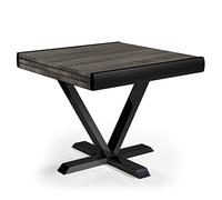 Menzzo Table Extensible Design Industriel NEWICK Bois Vintage - Plateau MDF & Pieds métal Noir - Extensible 90 à 180 cm - Jusqu’à 8 Couverts - L90/180 x P90 x H75 cm