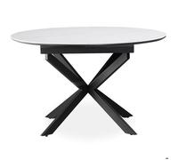 MENZZO Table extensible Tyrese 160cm pieds en étoile et plateau effet marbre Blanc - table à manger