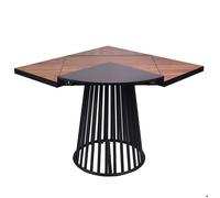 MENZZO Table modulable ronde ou carrée Flipflap 100cm Noir ou Bois noisette - table à manger L100 x P100 x H75 cm