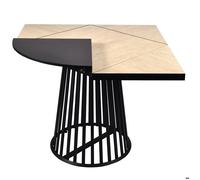 MENZZO Table modulable ronde ou carrée Flipflap 100cm Noir ou Effet travertin beige - table à manger L100 x P100 x H75 cm