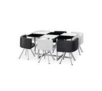 Menzzo Table Mosaic XL Noir et Blanc - Table à Manger Design Bicolore 150 x 90 cm - Table Moderne pour 6 à 8 Personnes