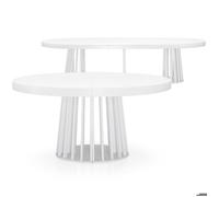 MENZZO Table ovale extensible Eliza Blanc - table à manger L150 x P100 x H76 cmAvec 1 rallonge : P100 x L200 cmAvec 2