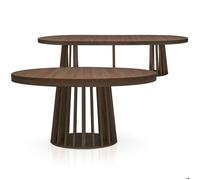 MENZZO Table ovale extensible Eliza Bois noisette - table à manger L150 x P100 x H76 cmAvec 1 rallonge : P100 x L200 cm<br