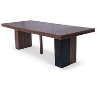 Menzzo Table rectangulaire Extensible VIRZON 100-240 cm - Bois Noisette et rainurage Noir - Table à Manger Design Moderne Extensible Jusqu’à 10 Couverts
